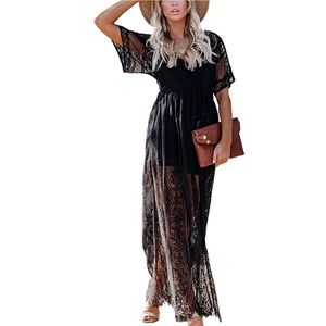 Casual Lace Crochet Kimono Cover Up